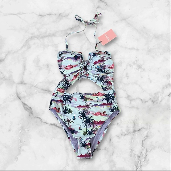 Juicy Couture Double Center Tie & Smock Keyhole Swimsuit Multicolor S NWT - Picture 1 of 8